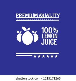 100% lemon juice premium quality emblem, label, badge, logo, icon. premium quality package label. vintage stamp. designed for lemon juice products.label with lemon icon