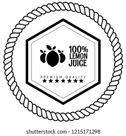 100% lemon juice premium quality emblem, label, badge, logo, icon. premium quality package label. vintage stamp. designed for lemon juice products.label with lemon icon