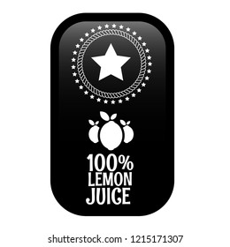 100% lemon juice premium quality emblem, label, badge, logo, icon. premium quality package label. vintage stamp. designed for lemon juice products.label with lemon icon