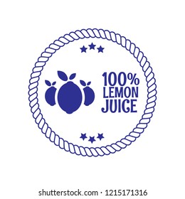 100% lemon juice premium quality emblem, label, badge, logo, icon. premium quality package label. vintage stamp. designed for lemon juice products.label with lemon icon