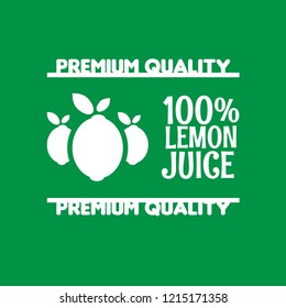 100% lemon juice premium quality emblem, label, badge, logo, icon. premium quality package label. vintage stamp. designed for lemon juice products.label with lemon icon