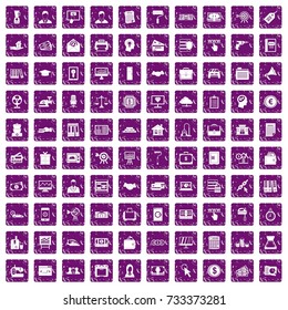 100 lending icons set in grunge style purple color isolated on white background vector illustration