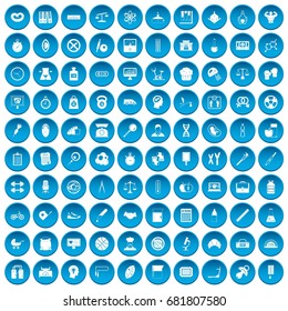 100 libra icons set in blue circle isolated on white vector illustration