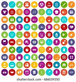 100 libra icons set in different colors circle isolated vector illustration