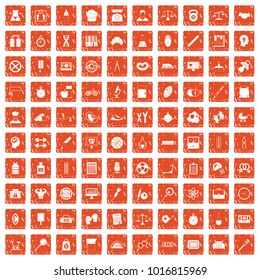 100 libra icons set in grunge style orange color isolated on white background vector illustration