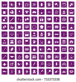 100 libra icons set in grunge style purple color isolated on white background vector illustration