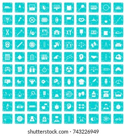 100 libra icons set in grunge style blue color isolated on white background vector illustration