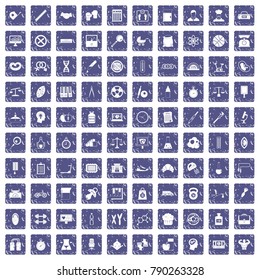 100 libra icons set in grunge style sapphire color isolated on white background vector illustration
