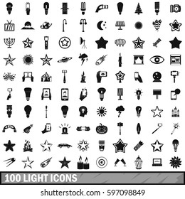 100 light icons set in simple style for any design vector illustration