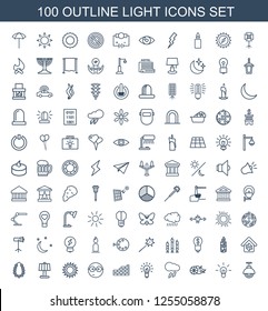 100 light icons. Trendy light icons white background. Included outline icons such as street lamp, bulb, basketball, thunderstorm, light bulb, brick wall. light icon for web and mobile.