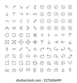 100 line icon set - Arrows. Light version for UI design. Vector icon set. Vector icon