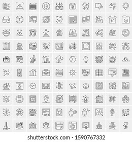 100 Line Icons Pack for Mobile and Web Outdoors, Network, Communications, Photography, Graphic