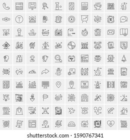 100 Line Icons Pack for Mobile and Web Outdoors, Network, Communications, Photography, Graphic
