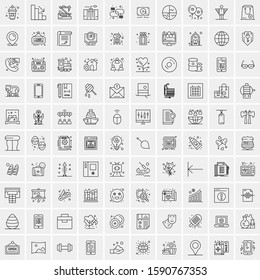 100 Line Icons Pack for Mobile and Web Outdoors, Network, Communications, Photography, Graphic