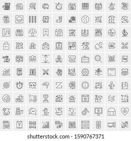 100 Line Icons Pack for Mobile and Web Outdoors, Network, Communications, Photography, Graphic