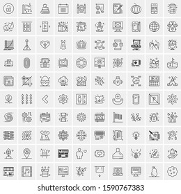 100 Line Icons Pack for Mobile and Web Outdoors, Network, Communications, Photography, Graphic