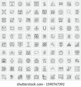 100 Line Icons Pack for Mobile and Web Outdoors, Network, Communications, Photography, Graphic