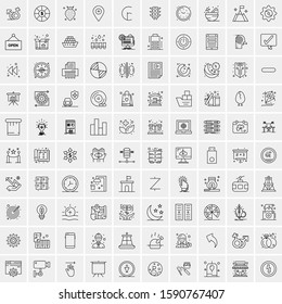 100 Line Icons Pack for Mobile and Web Outdoors, Network, Communications, Photography, Graphic