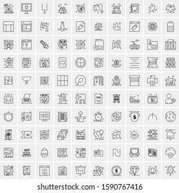 100 Line Icons Pack for Mobile and Web Outdoors, Network, Communications, Photography, Graphic