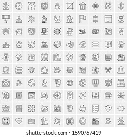 100 Line Icons Pack for Mobile and Web Outdoors, Network, Communications, Photography, Graphic