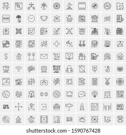 100 Line Icons Pack for Mobile and Web Outdoors, Network, Communications, Photography, Graphic
