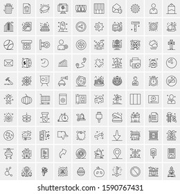100 Line Icons Pack for Mobile and Web Outdoors, Network, Communications, Photography, Graphic