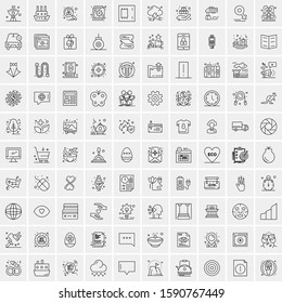 100 Line Icons Pack for Mobile and Web Outdoors, Network, Communications, Photography, Graphic