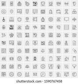 100 Line Icons Pack for Mobile and Web Outdoors, Network, Communications, Photography, Graphic