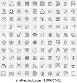 100 Line Icons Pack for Mobile and Web Outdoors, Network, Communications, Photography, Graphic