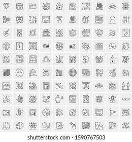 100 Line Icons Pack for Mobile and Web Outdoors, Network, Communications, Photography, Graphic