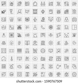 100 Line Icons Pack for Mobile and Web Outdoors, Network, Communications, Photography, Graphic