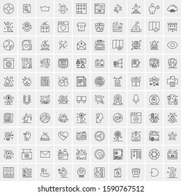 100 Line Icons Pack for Mobile and Web Outdoors, Network, Communications, Photography, Graphic