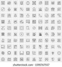 100 Line Icons Pack for Mobile and Web Outdoors, Network, Communications, Photography, Graphic