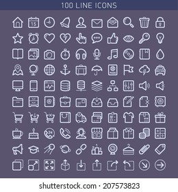 100 line icons for Web and Mobile. Light version.