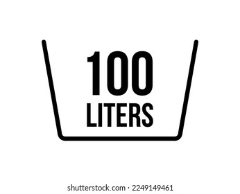 100 liters icon. Liquid measure vector in liters isolated on white background