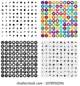 100 live nature icons set vector in 4 variant for any web design isolated on white