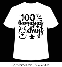 100 llamaging days t-shirt Happy back to school day shirt print template, typography design for kindergarten pre k preschool, last and first day of school