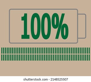100% load. Charging battery icon. vector illustration