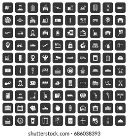 100 loader icons set in black color isolated vector illustration