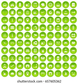 100 loader icons set green circle isolated on white background vector illustration