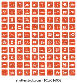 100 loader icons set in grunge style orange color isolated on white background vector illustration