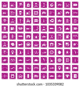 100 loader icons set in grunge style pink color isolated on white background vector illustration