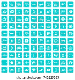 100 loader icons set in grunge style blue color isolated on white background vector illustration