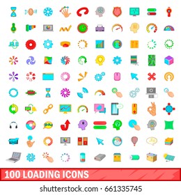 100 loading icons set in cartoon style for any design vector illustration