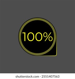 100% Loading. Ui Diagram vector. Download progress icon. Circle diagram interface. One hundred percent downloading.