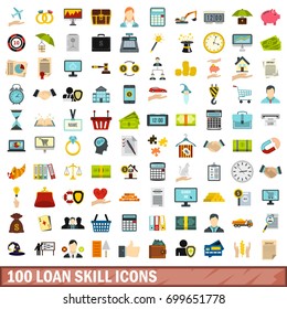 100 loan skill icons set in flat style for any design vector illustration
