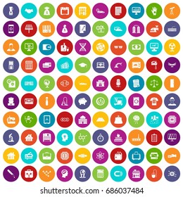 100 loans icons set in different colors circle isolated vector illustration