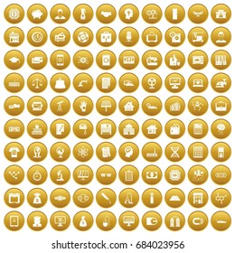 100 loans icons set gold