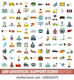 100 logistical support icons set in flat style for any design vector illustration