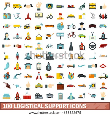 100 logistical support icons set in flat style for any design vector illustration